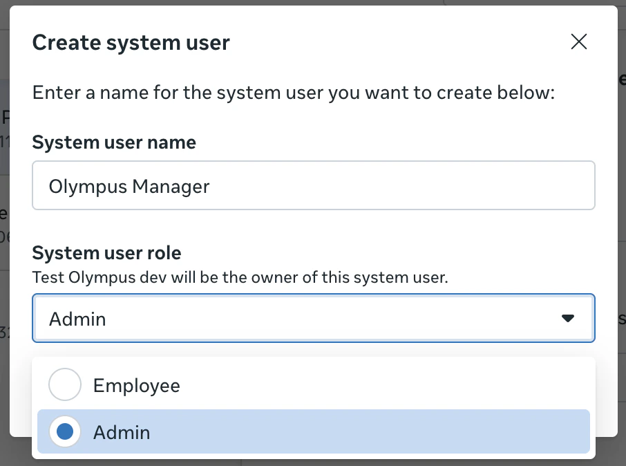 Create System User Form
