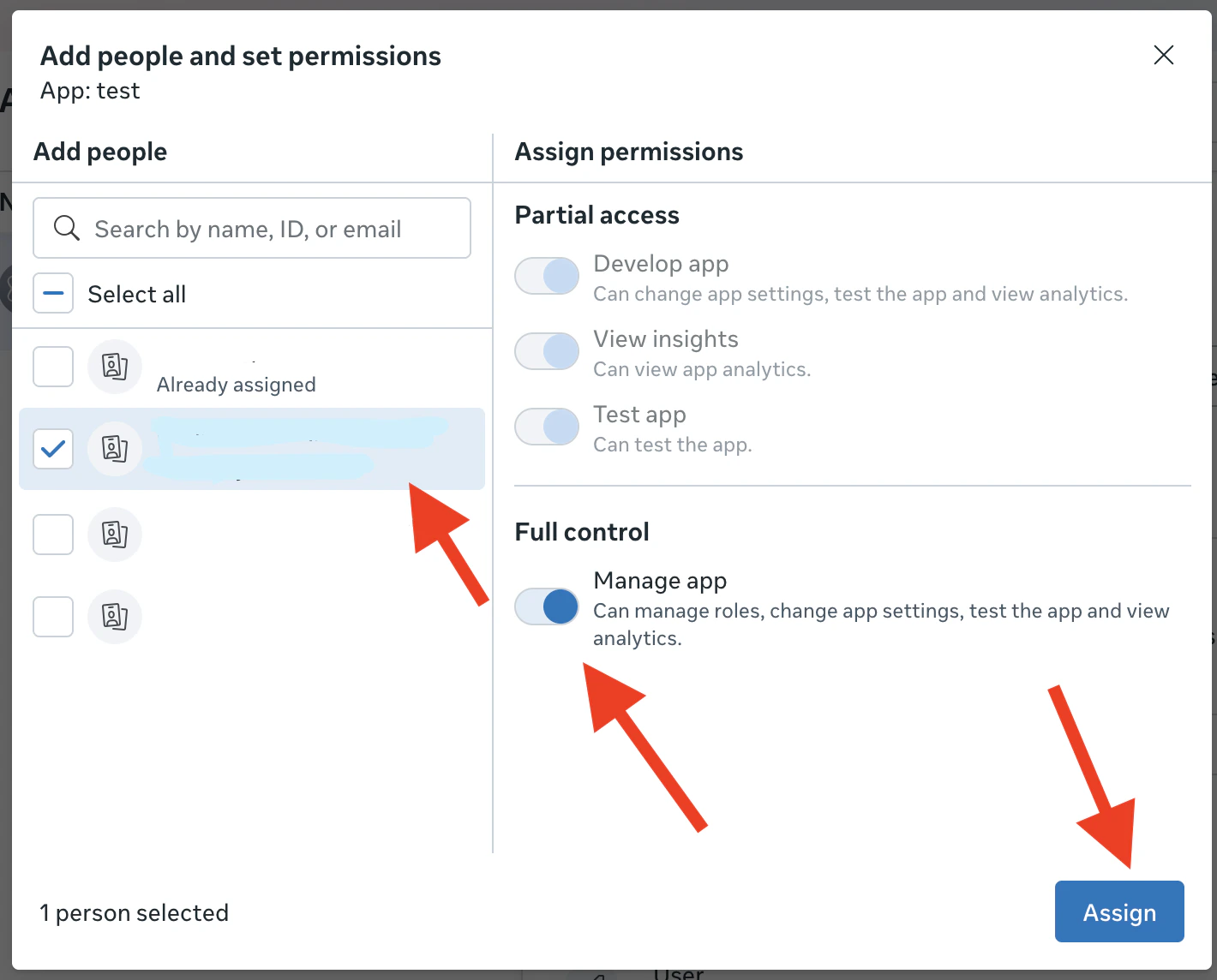 Assign People Button