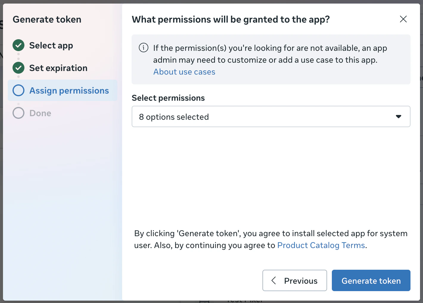 Token Permissions Selection