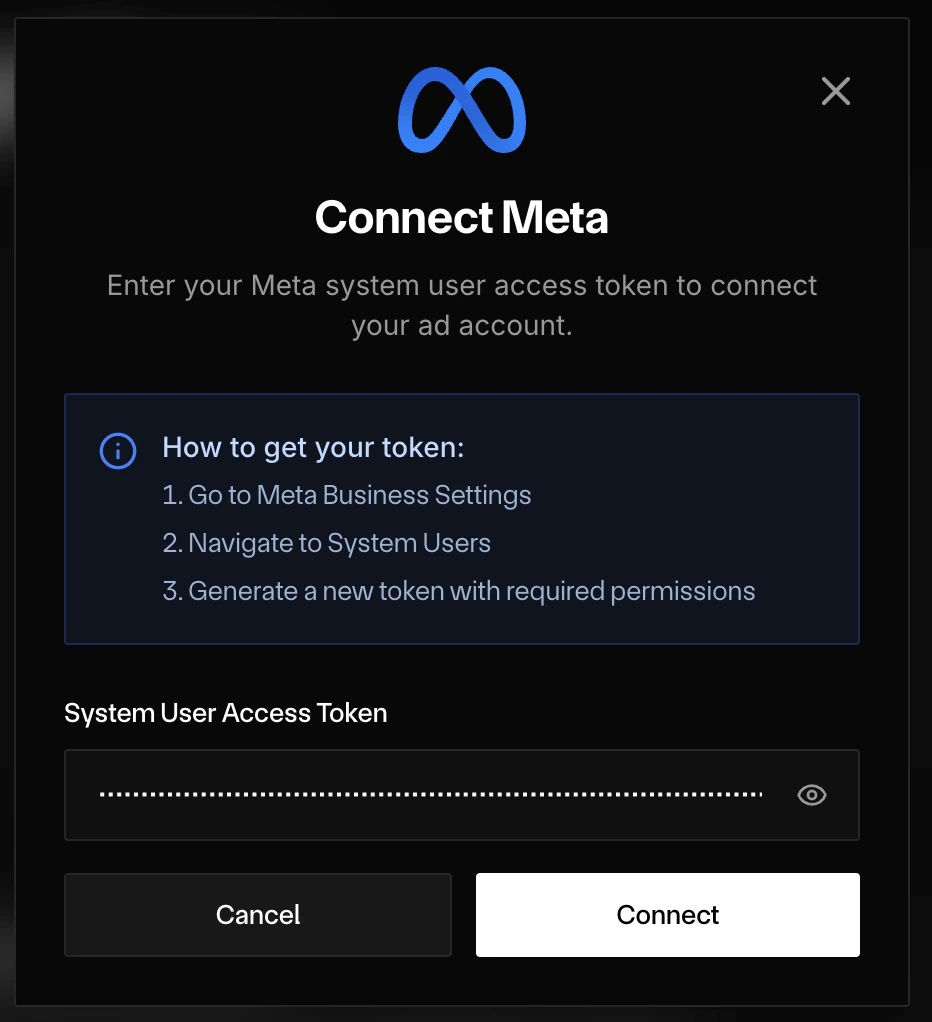 Meta Token Input Dialog