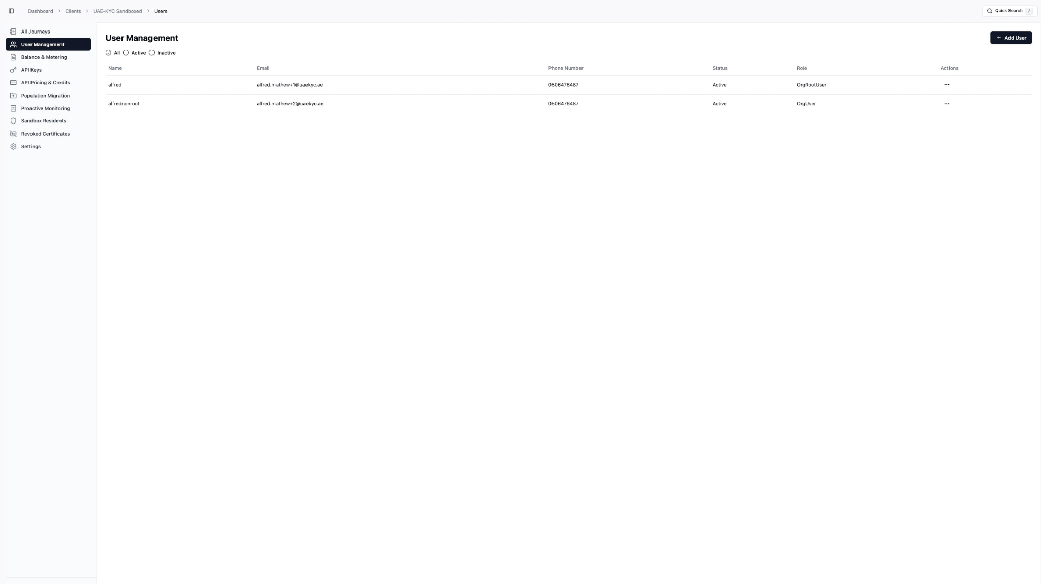 User Management Dashboard
