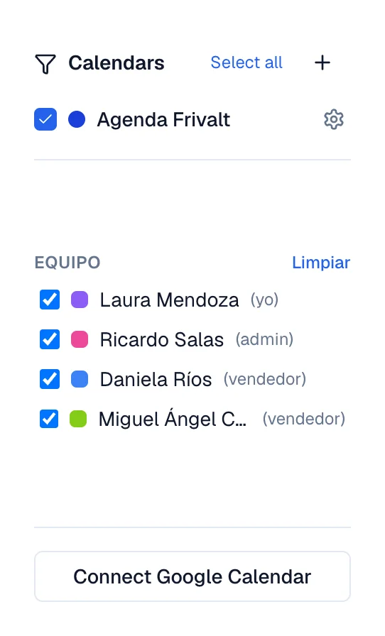 Team row with No Google and the Connect my Google button.