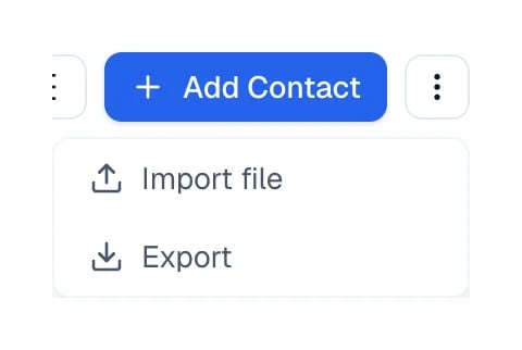 Open menu with the Import file and Export options.