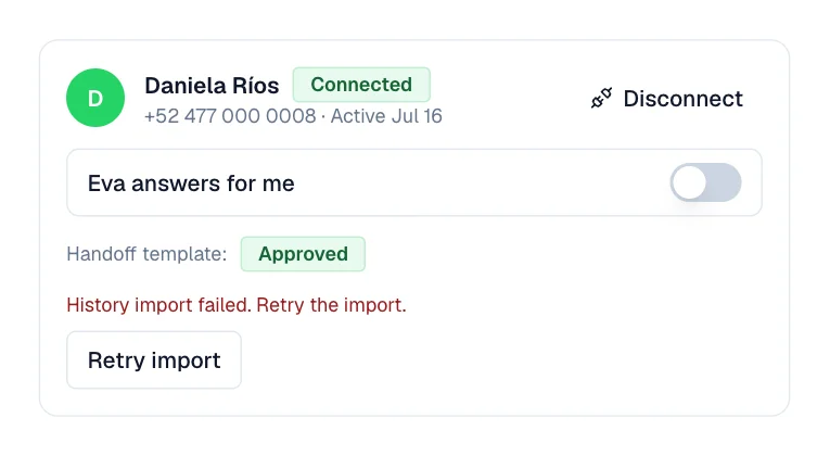 The Retry import button sits below the failed-import notice.