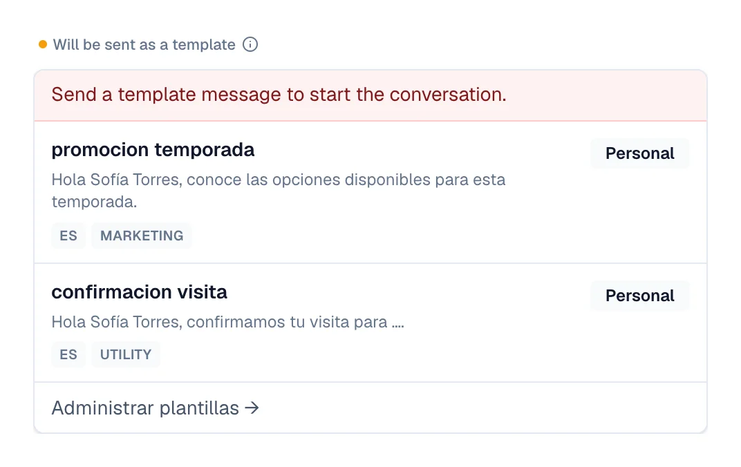 Will be sent as a template indicator beside the reopen notice and the approved-template shortcut.