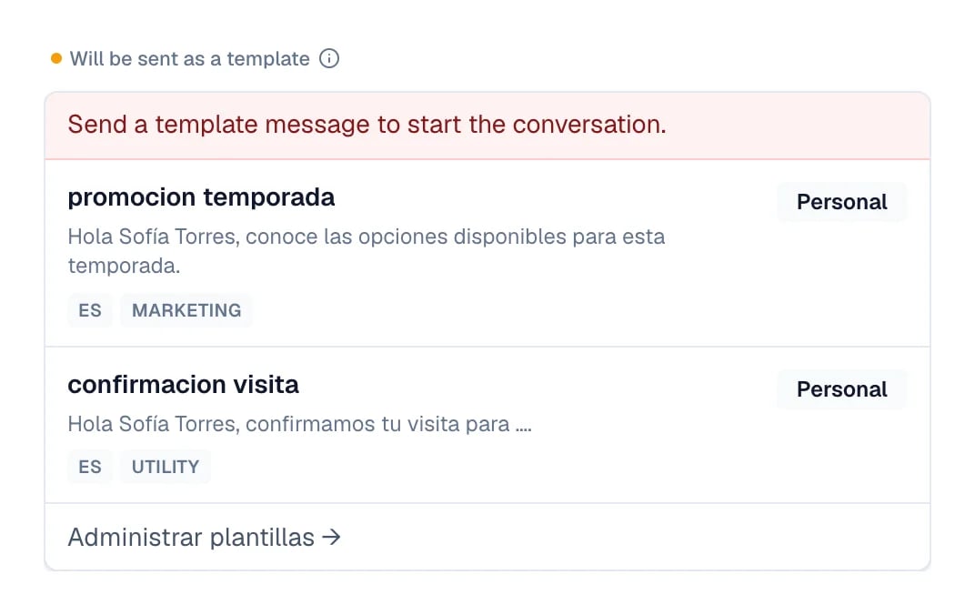 Will be sent as a template indicator beside the reopen notice and the approved-template shortcut.