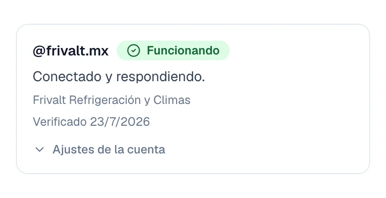 Cuenta de Instagram con la etiqueta Funcionando y la fecha en que se verificó.