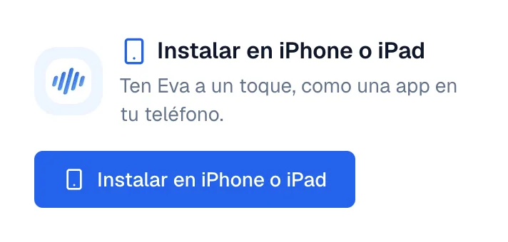 La pantalla de instalación en un iPhone, con el botón Instalar en iPhone o iPad.