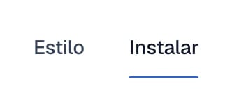 Pestañas Estilo e Instalar, con Instalar activa y subrayada.