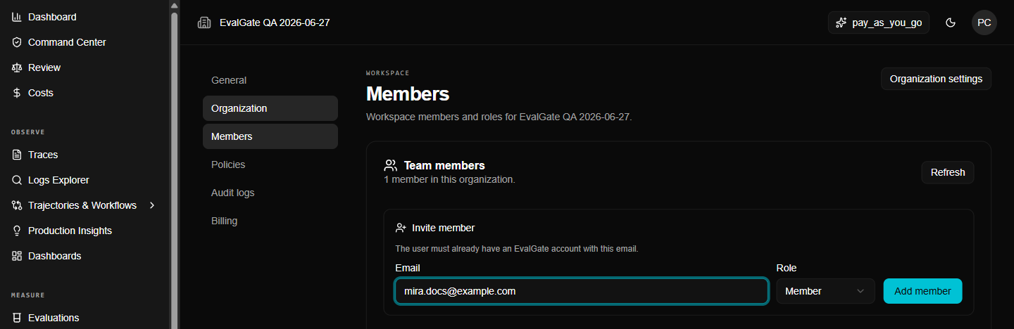 A screenshot of the Settings Members tab with the Invite button.