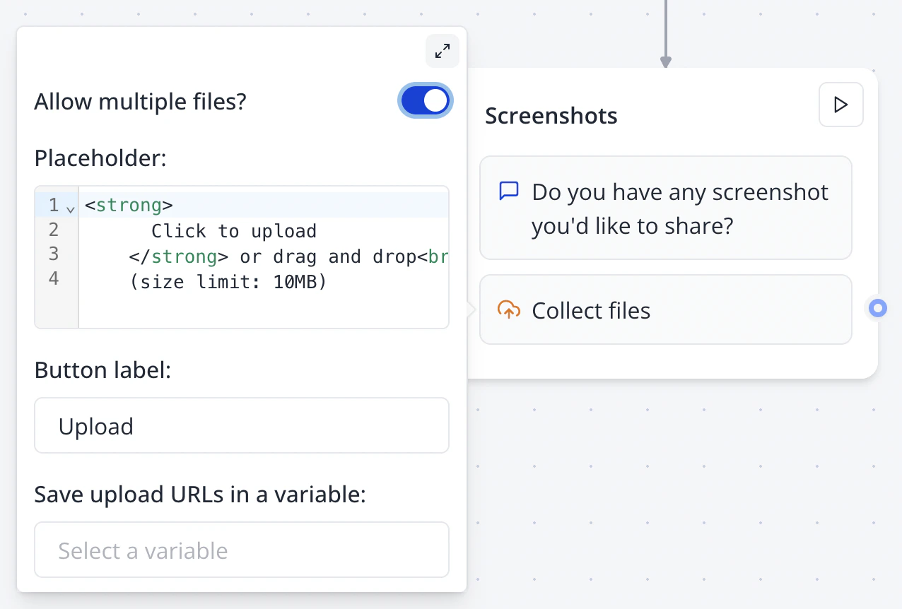 File upload input in flow