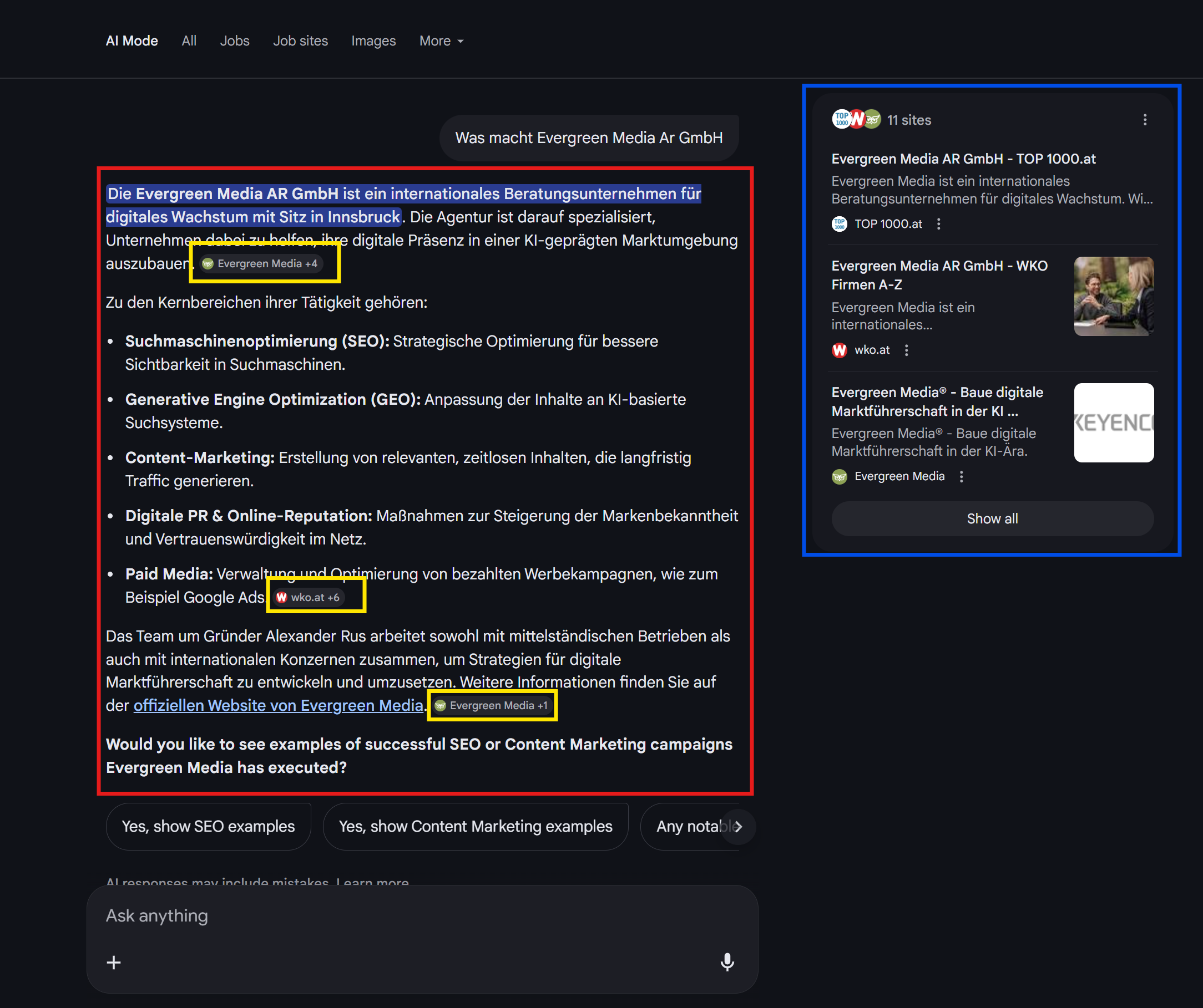 AI Mode Response Visualization