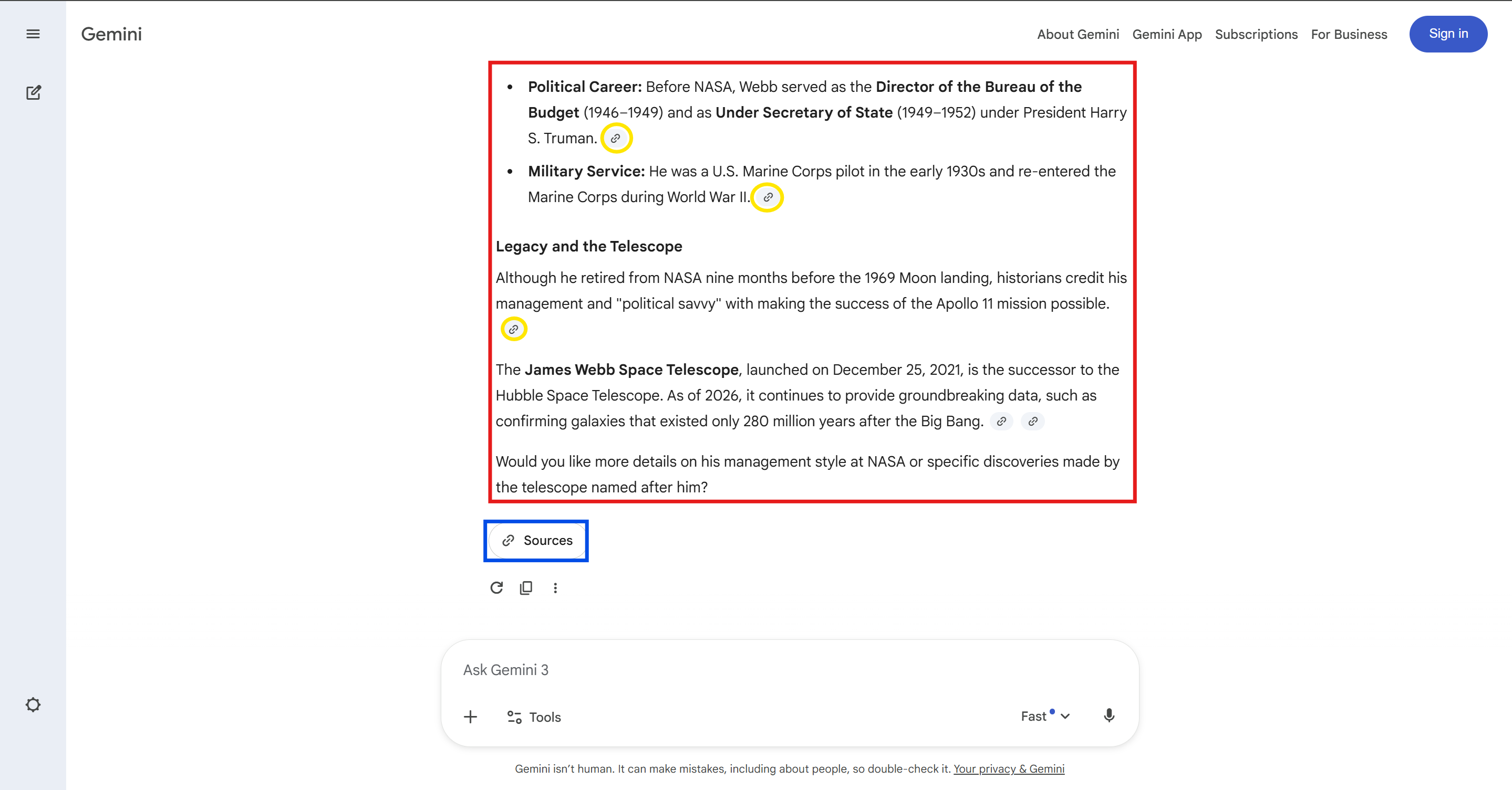 Gemini Search Response Visualization