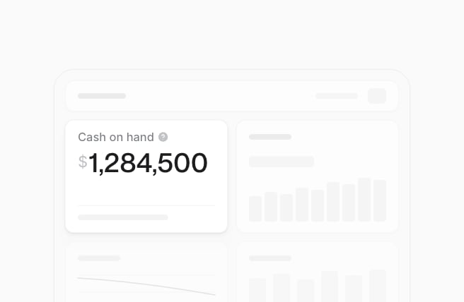 Accounting insights dashboard of widgets, with Cash on hand at $1,284,500.