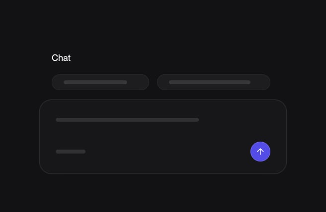 Chat composer with a starter row and send control.