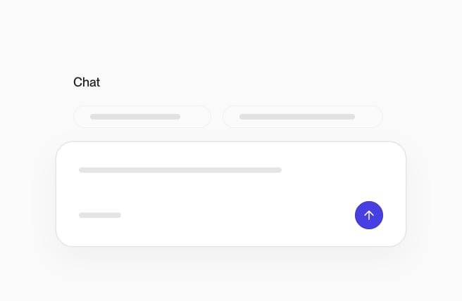 Chat composer with a starter row and send control.