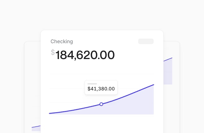 Checking balance of $184,620.00, with a curve rising over time.