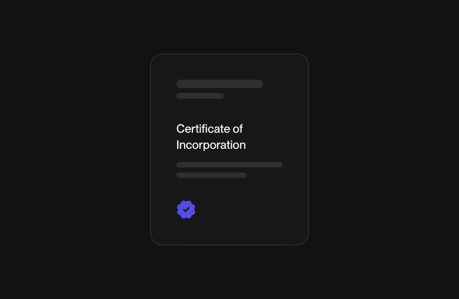 The Certificate of Incorporation as one page, with the verified mark at its foot.