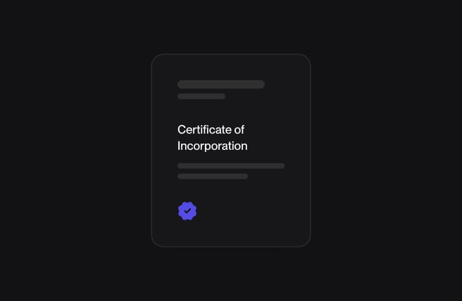The Certificate of Incorporation as one page, with the verified mark at its foot.