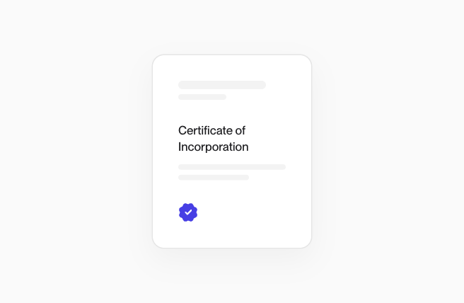 The Certificate of Incorporation as one page, with the verified mark at its foot.