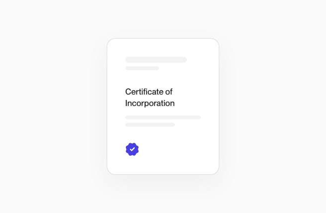 The Certificate of Incorporation as one page, with the verified mark at its foot.