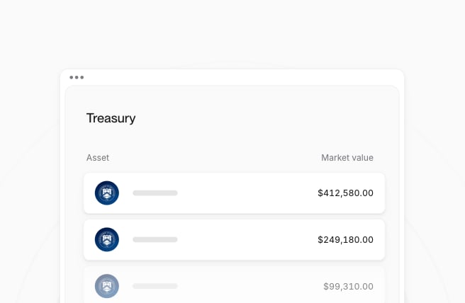 Treasury window listing three Treasury bills with their market values.