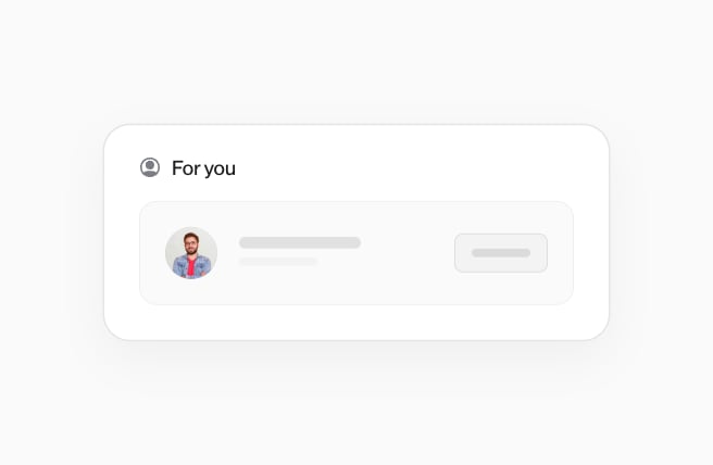 For you section on Home with a new employee's profile card and View profile.