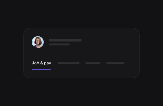 My profile header with the employee's picture and the Job & pay tab open.