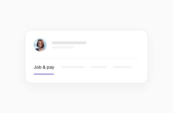 My profile header with the employee's picture and the Job & pay tab open.