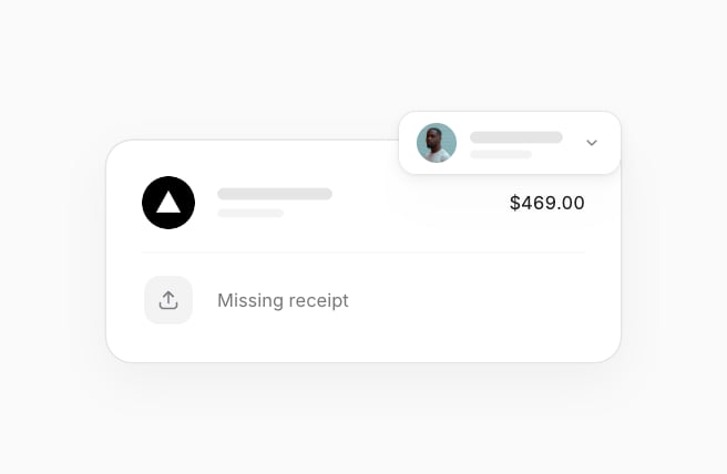A card purchase missing its receipt, with the employee's account row.