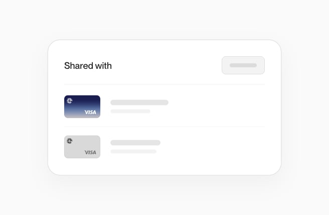 Shared with list on a card, with two cards and Add new.