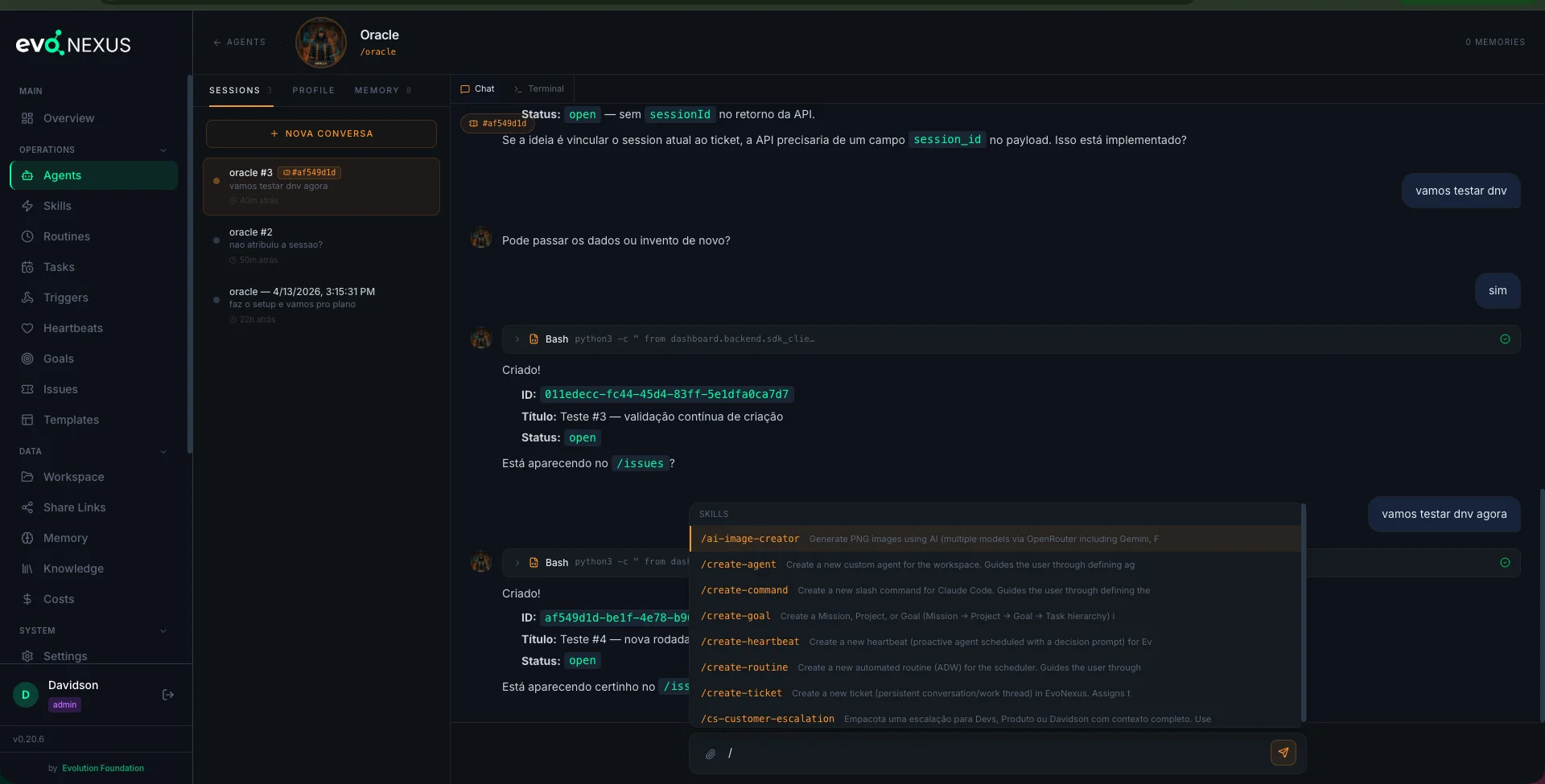 Chat slash-command autocomplete