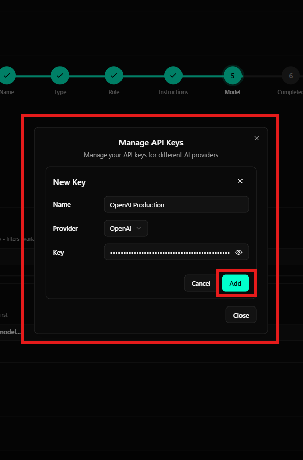 Adicionar nova chave de API