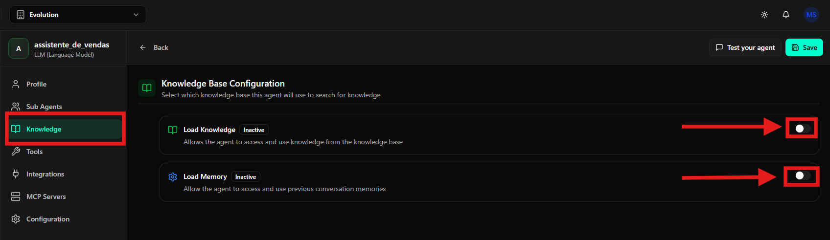 Visão geral da seção Knowledge