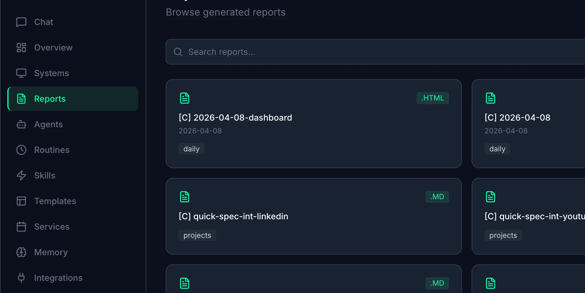 Lista de Reports