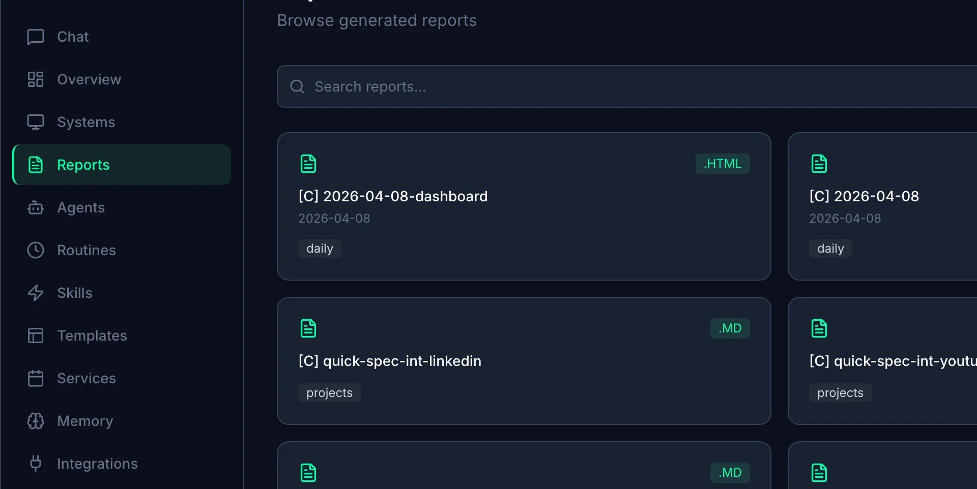 Lista de Reports