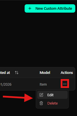 Modal de edição de atributo personalizado para Pipeline
