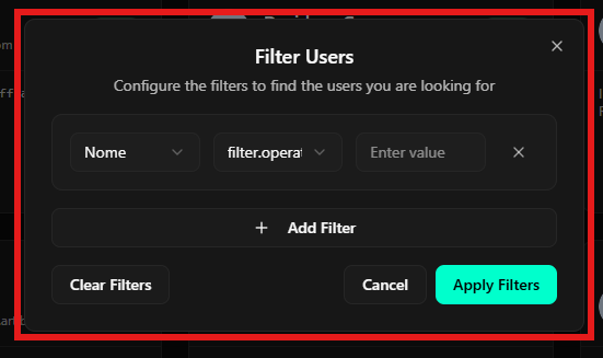 Filtros de Usuários