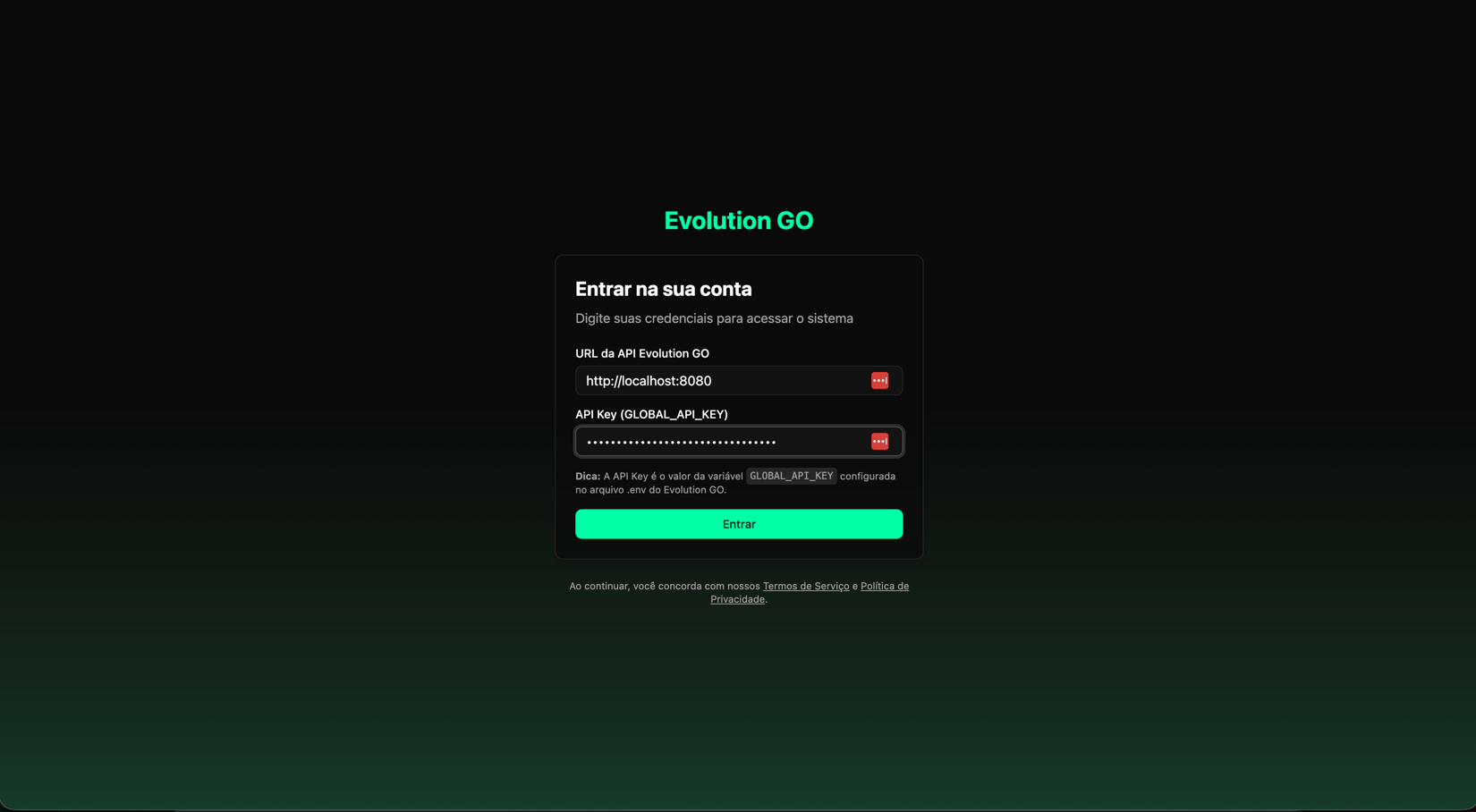 Evolution Sign In Configuração Inicial - Documentação do Evolution Foundation