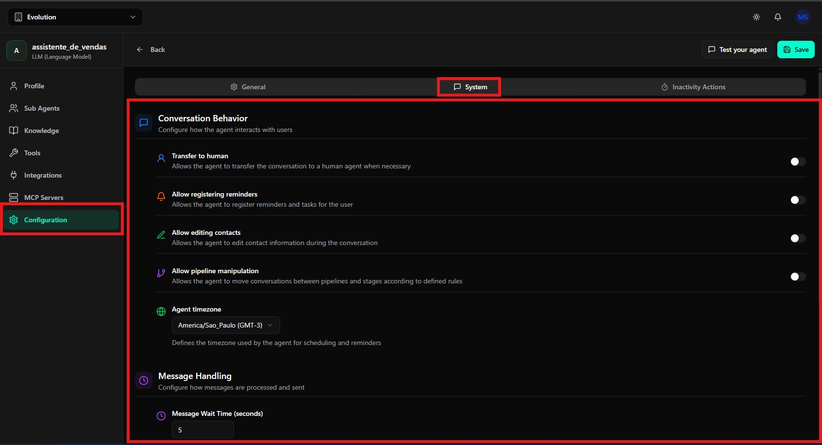 Configuração detalhada do Output Schema