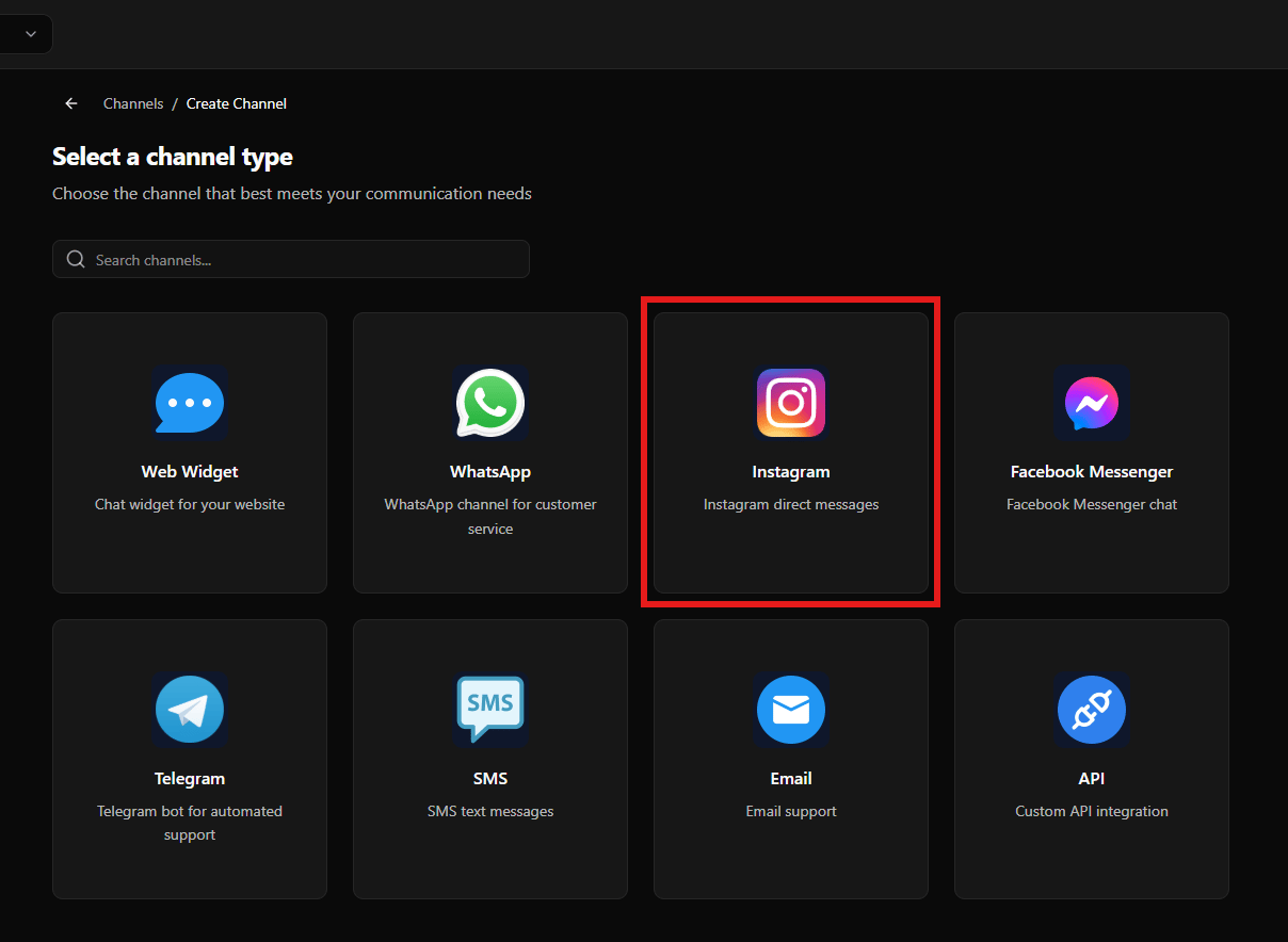 Instagram channel type
