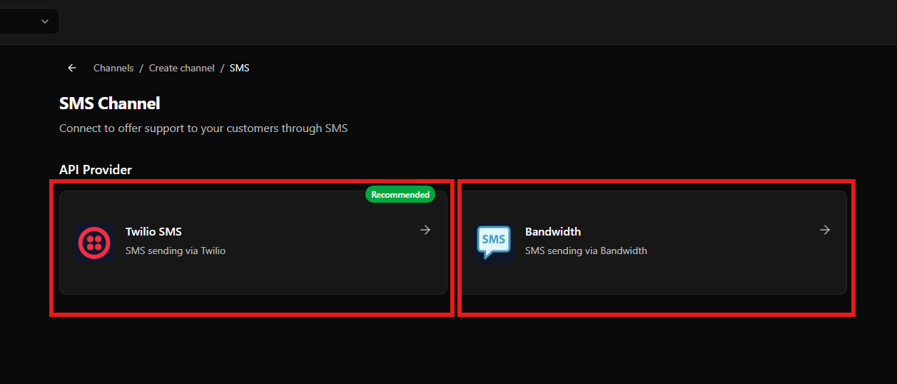 Provedores de SMS: Twilio e Bandwidth