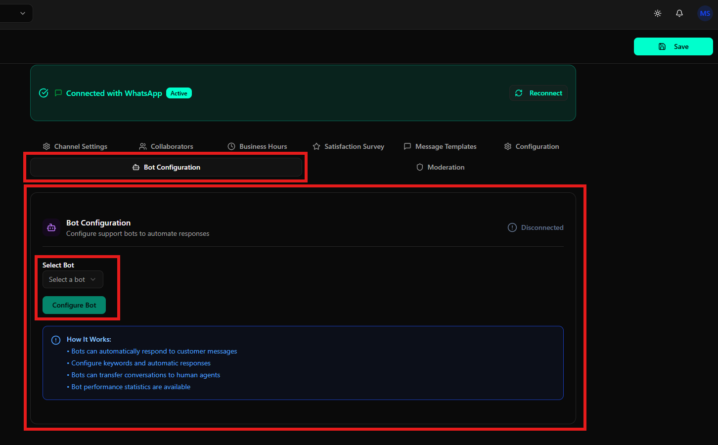 Configuração de bot