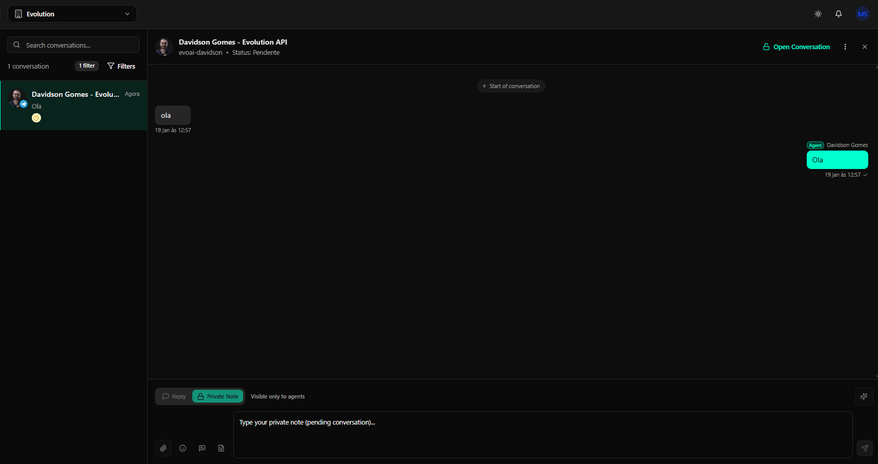 Interfaz completa de chat