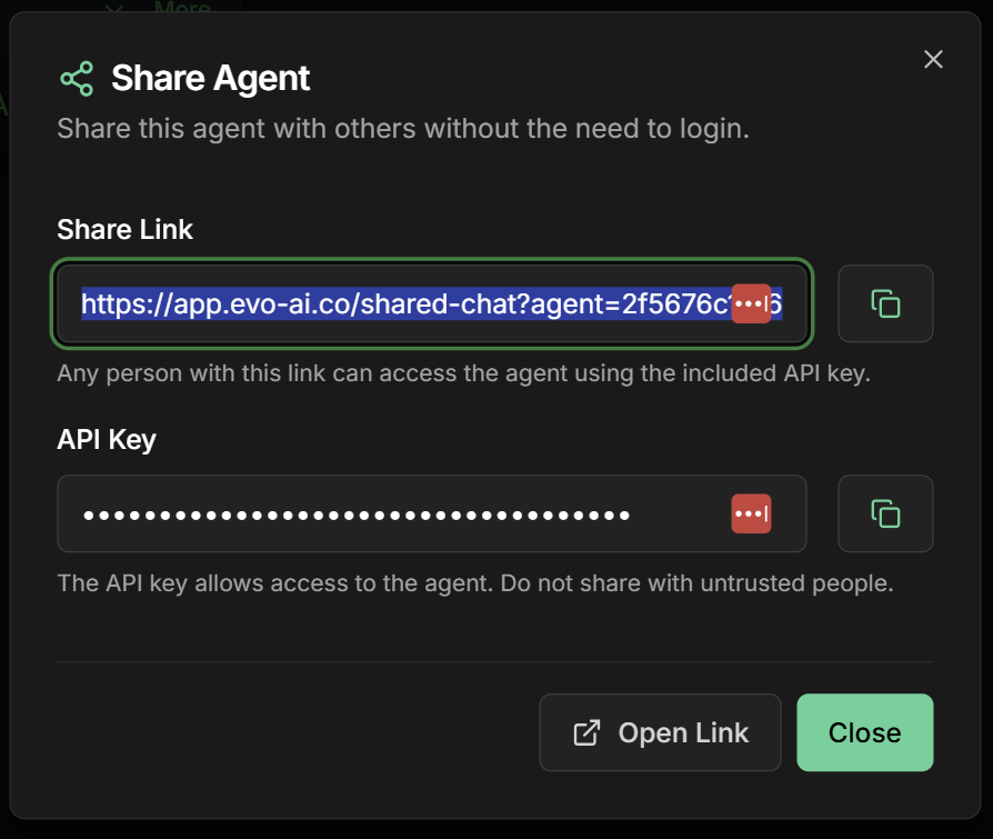 Tela de Configuração do Share Agent
