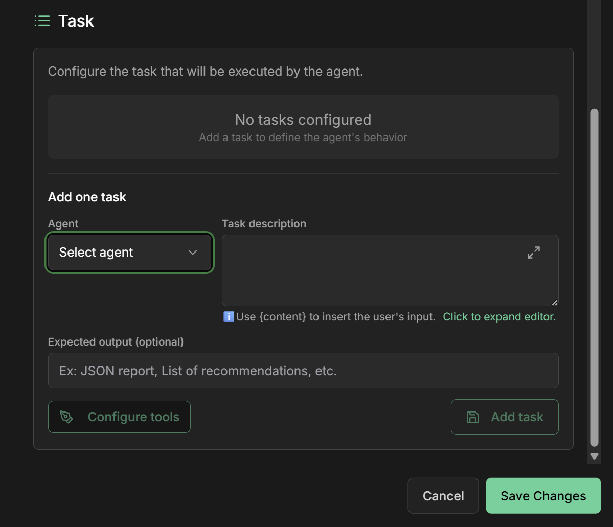 Complete Task Agent Configuration