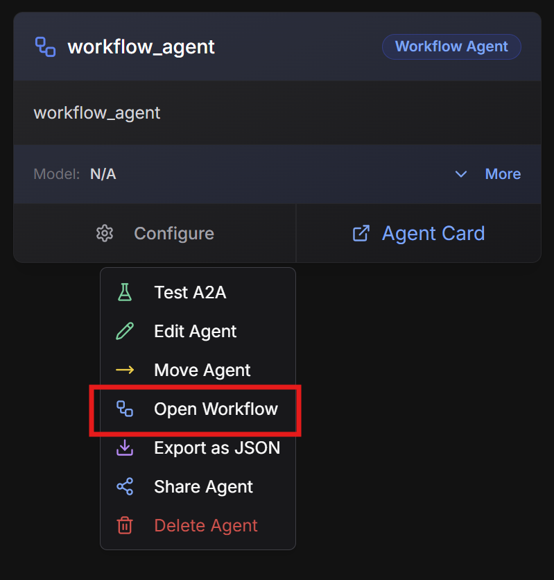 Workflow Agent Creation Menu