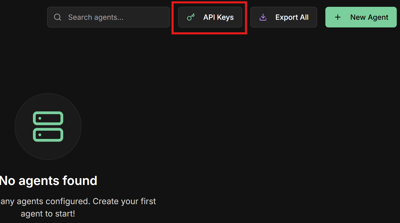 Clicking on API Keys