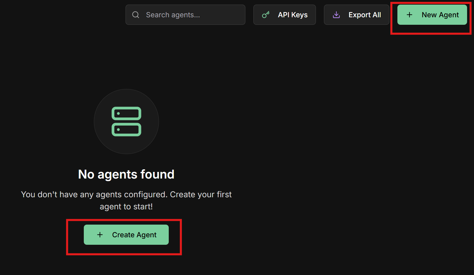 Clicking New Agent