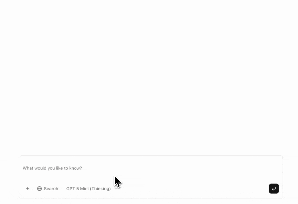 Interface de chatbot de assistente de pesquisa com IA mostrando scraping em tempo real na web com Evocrawl e respostas conversacionais impulsionadas pela OpenAI